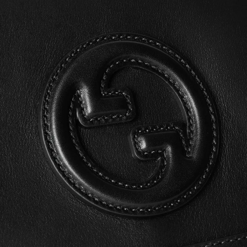 GUCCI Blondie Leather Shoulder Bag Crossbody Bag Handbag Small Size Women's Black-6