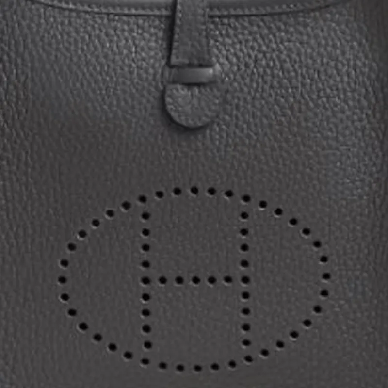 HERMES Evelyne Clemence Bullock Leather Shoulder Bag, Crossbody Bag Women's Dusty Gray & Black-1