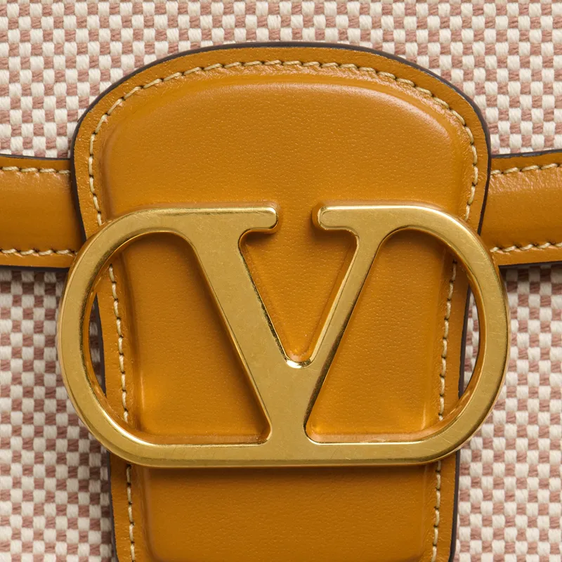 Valentino GARAVANI Canvas Bag Shoulder Bag Crossbody Bag Men's Beige & Gold Brown-5