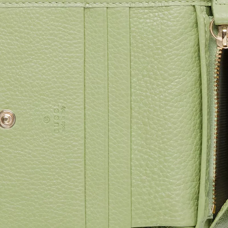 GUCCI Leather Wallet Mini Women's Light Green-6
