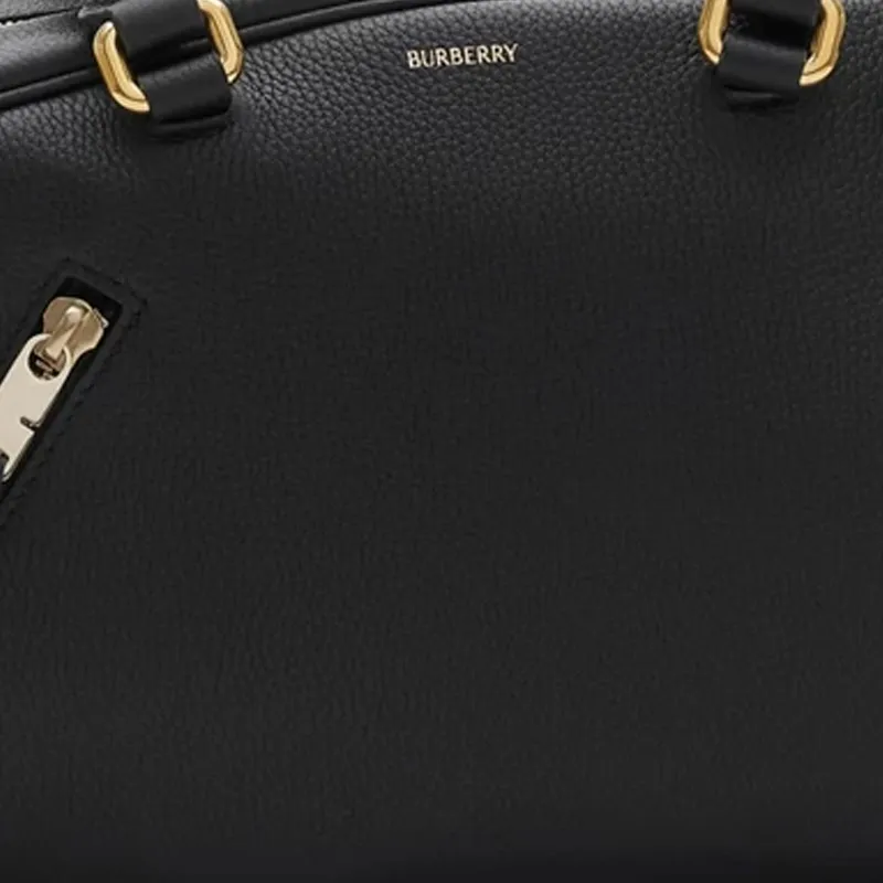 Burberry Calfskin Bowling Bag Shoulder Bag Handbag Small Size Women's Black-3