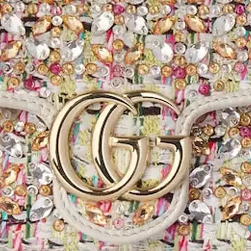 GUCCI GG Marmont Wool Crossbody Bag Shoulder Bag Extra Mini Women's Ivory Multicolor-7