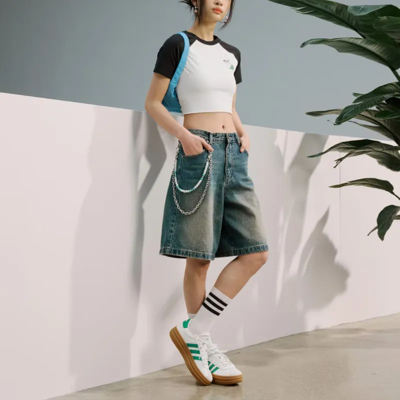 Adidas Raglan Sleeve T Shirt Women's Jade White/Black-3