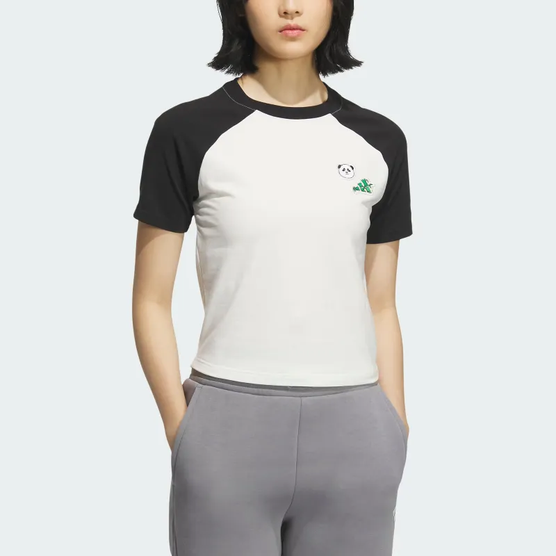 Adidas Raglan Sleeve T Shirt Women's Jade White/Black-5