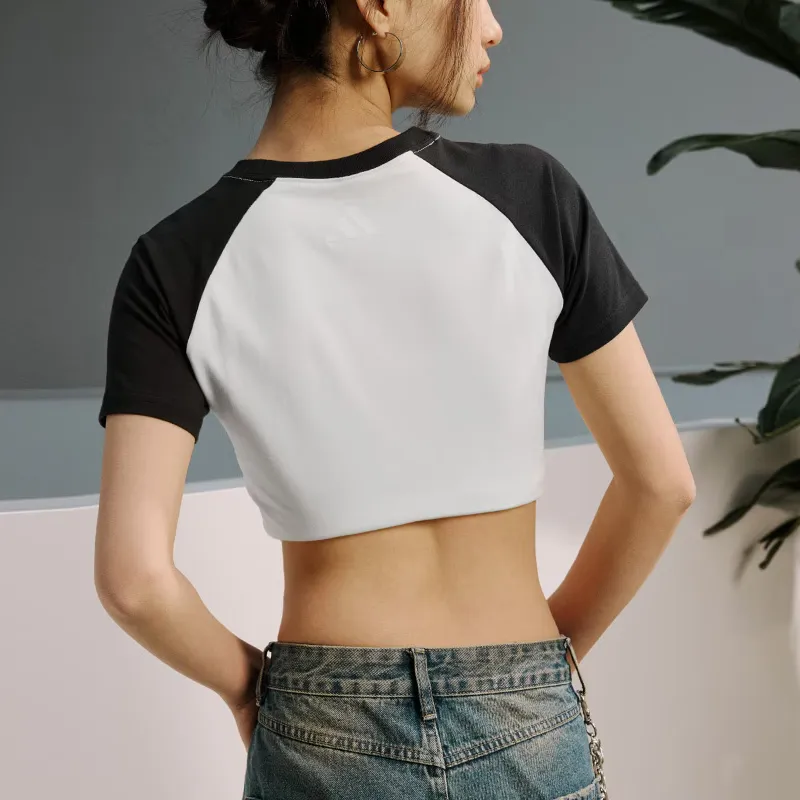 Adidas Raglan Sleeve T Shirt Women's Jade White/Black-6