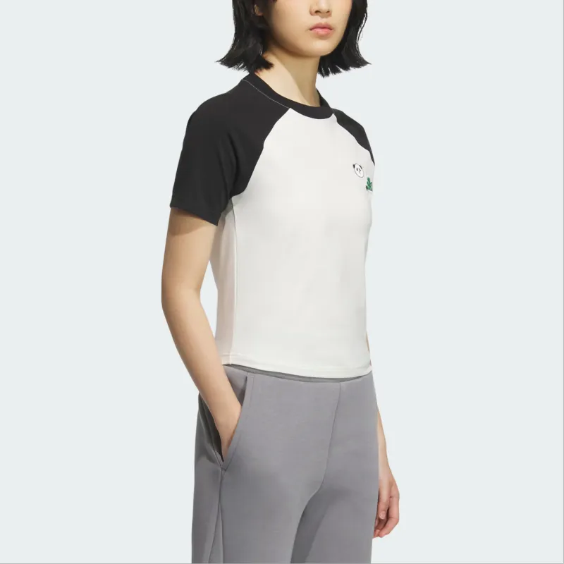 Adidas Raglan Sleeve T Shirt Women's Jade White/Black-2
