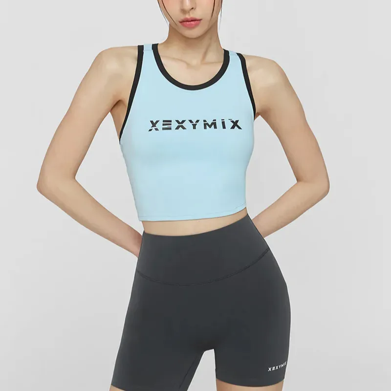 XEXYMIX Yoga Tank Top Women's Pink Blue-4