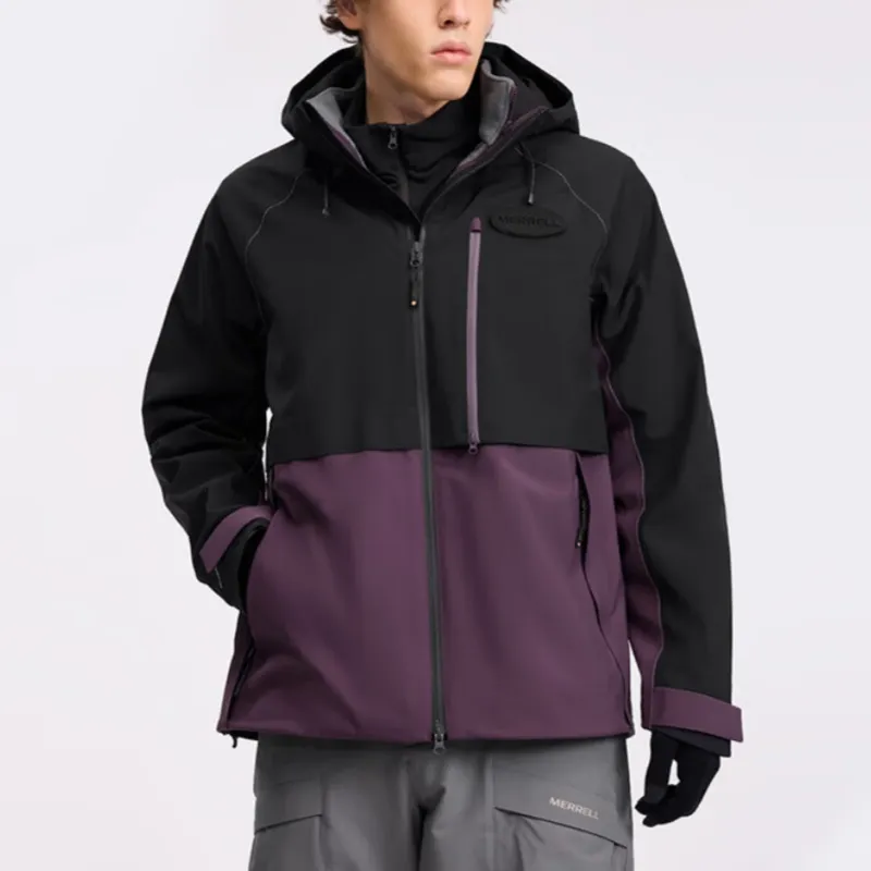 MERRELL Hiking Waterproof And Windproof To Keep Warm Windbreaker Jacket Men's Ink Black-3