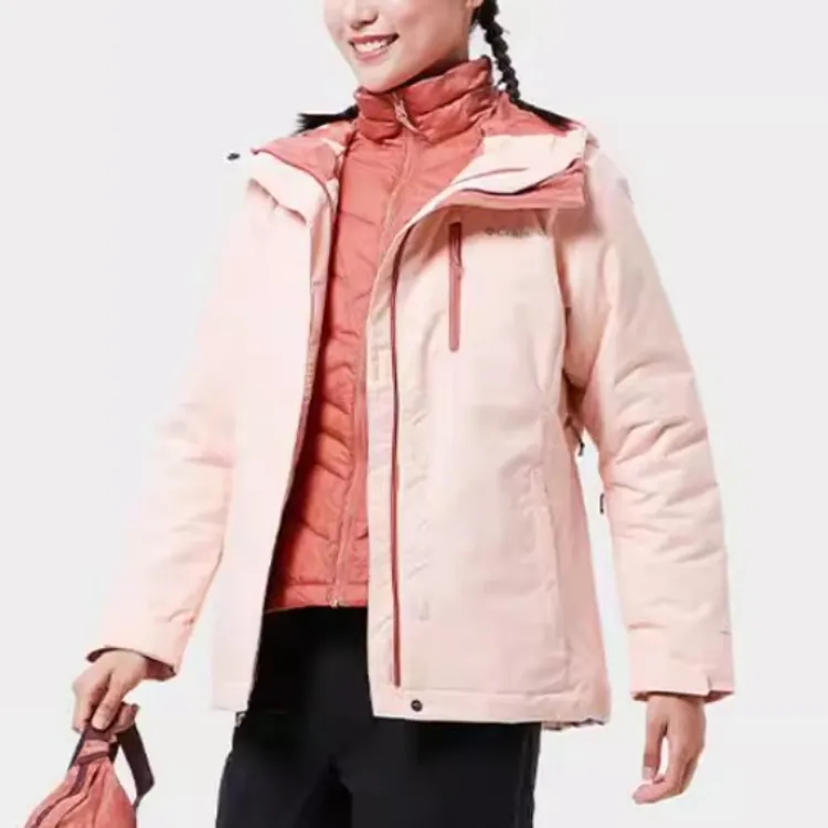 Columbia Water-Resistant Windproof Breathable Wear-Resistant Warm Windbreaker Jacket Women's Light Pink/Brick Red-4