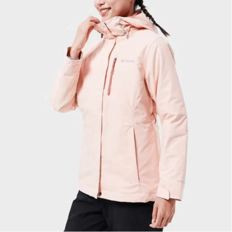 Columbia Water-Resistant Windproof Breathable Wear-Resistant Warm Windbreaker Jacket Women's Light Pink/Brick Red-3
