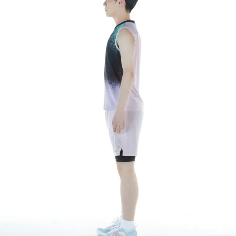 DECATHLON Badminton Clothing Men's Cyan Blue/Light Purple-5