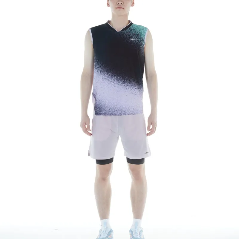 DECATHLON Badminton Clothing Men's Cyan Blue/Light Purple-2