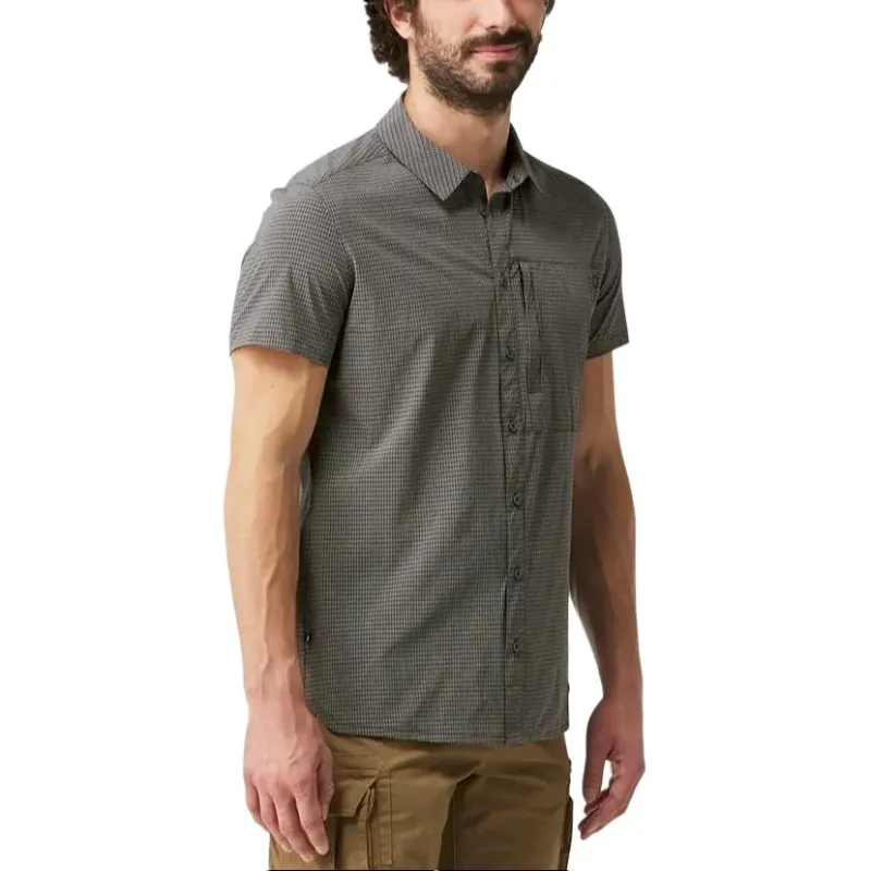 DECATHLON 500 Series TRAVEL Shirt Men's Carbon Gray/Light Lime Gray-4