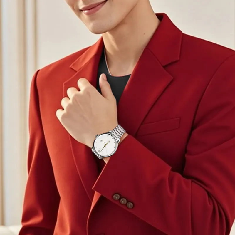 TIANWANG Golden Label Brings Blessings. Mechanical Movement Stainless Steel Strap Watch Men's Watches White Dial-2