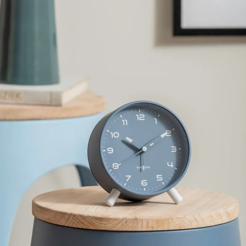 Karlsson Sweeping Seconds Movement Iron Alarm Clock Unisex Blue Dial-3