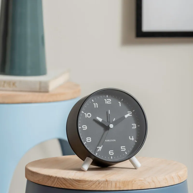 Karlsson Sweeping Seconds Movement Iron Alarm Clock Unisex Black-3