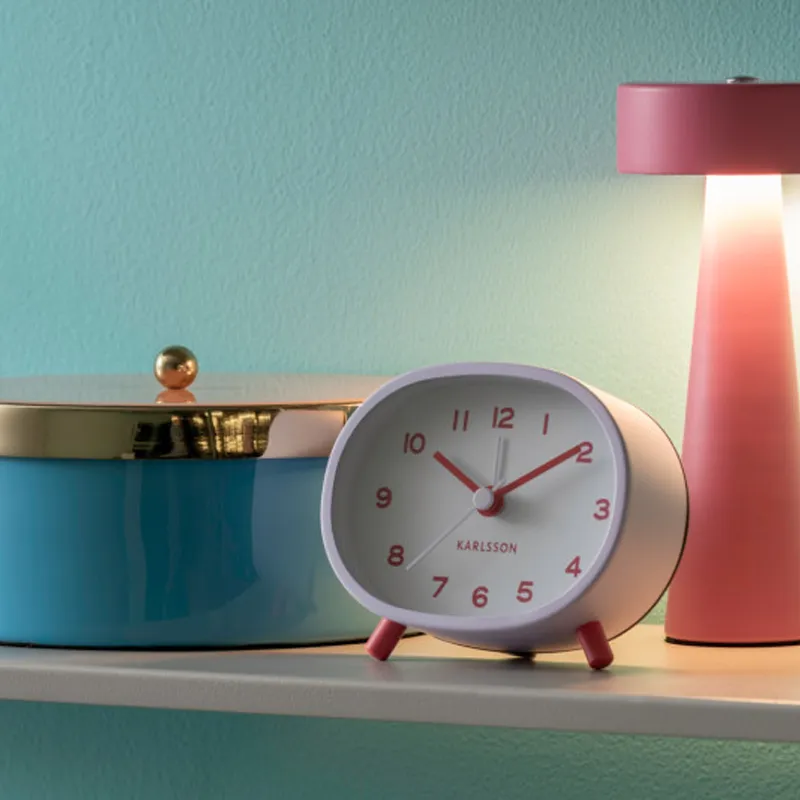 Karlsson Sweeping Seconds Movement Iron Alarm Clock Unisex White Dial-3