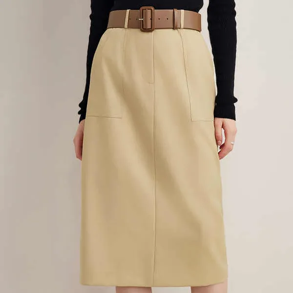 Goodland Casual Long Skirts Women's Light Khaki-1