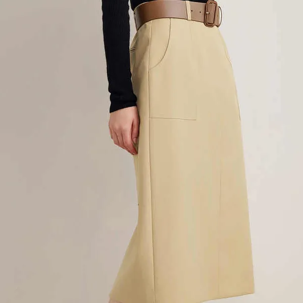 Goodland Casual Long Skirts Women's Light Khaki-3