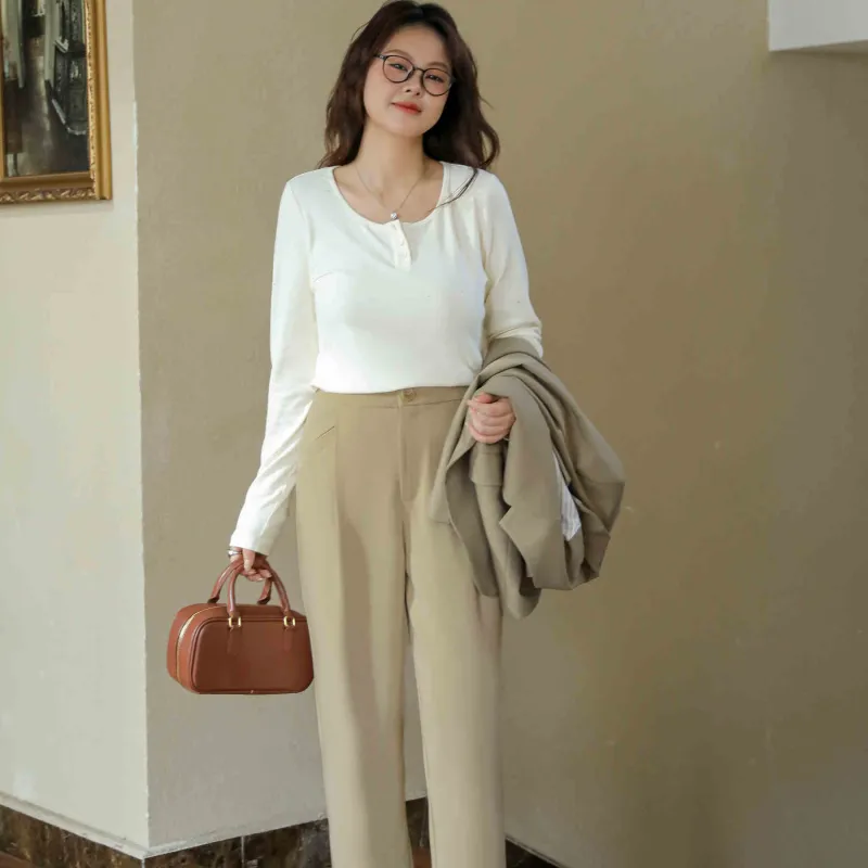 DAMABAIFENBAI Suit Trouser Women's Khaki-2