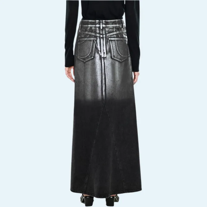 COVERINS Denim Long Skirts Women's Black-3