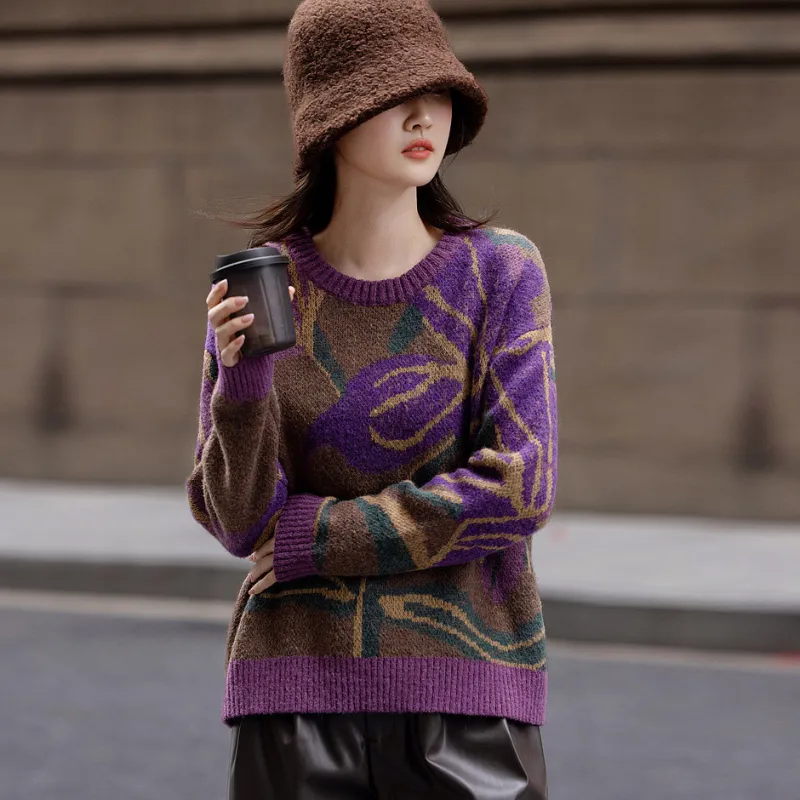 【dme】 Knitwear Women's Eggplant Purple-1