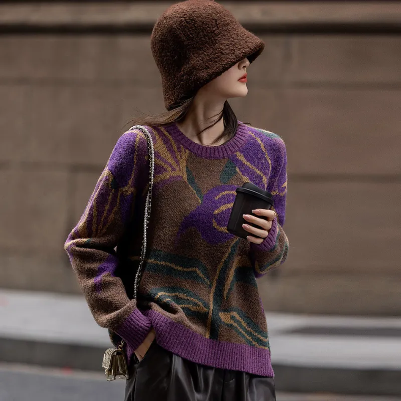 【dme】 Knitwear Women's Eggplant Purple-3