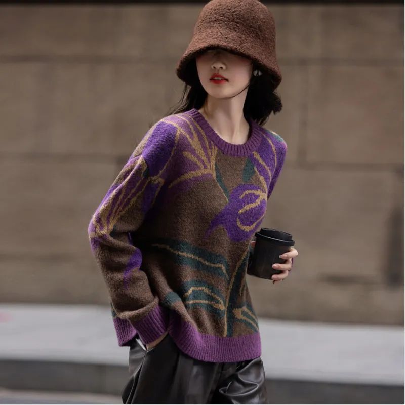 【dme】 Knitwear Women's Eggplant Purple-4