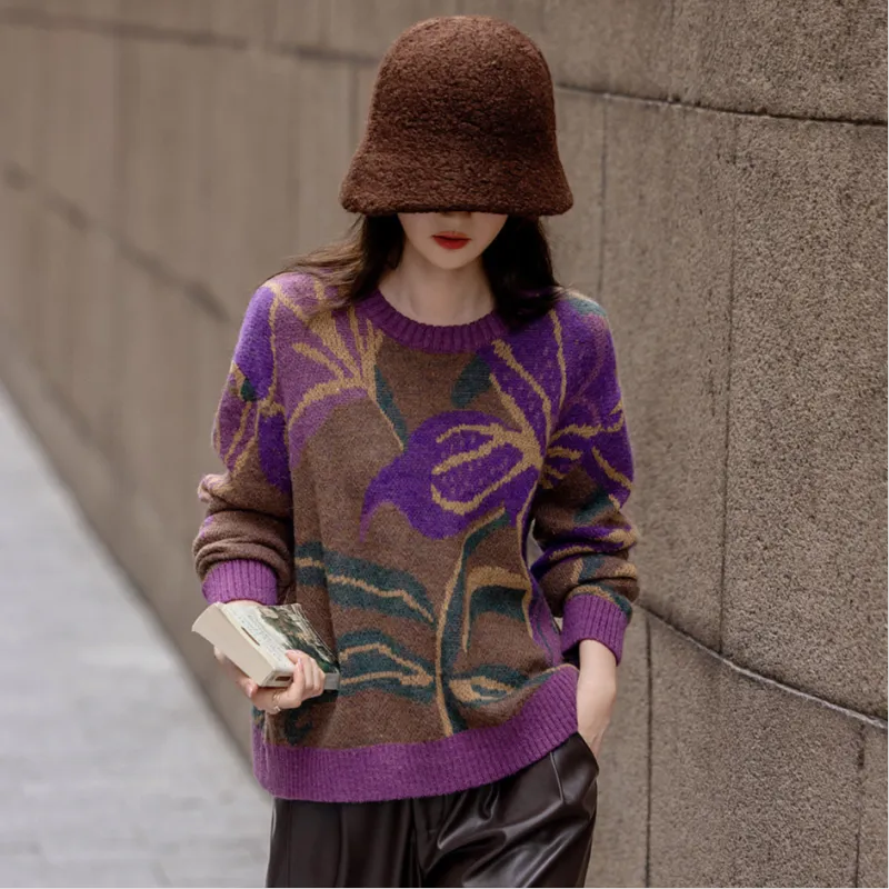 【dme】 Knitwear Women's Eggplant Purple-2