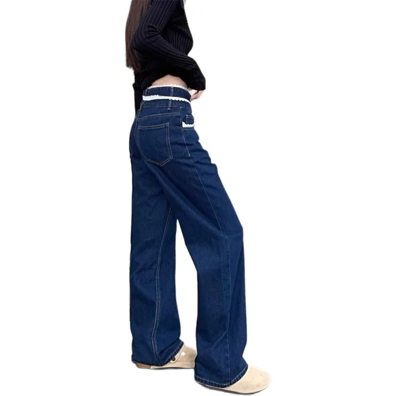 DanerWang Jeans Women's Dark Blue-2