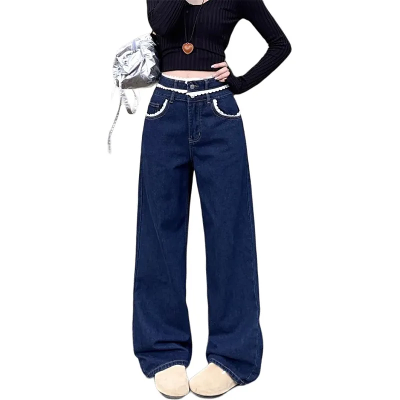 DanerWang Jeans Women's Dark Blue-1