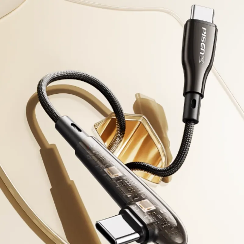 Pinsheng Elbow Cables 1.3/2.1m One Drag One Type-C To Lightning Extended Length 2m Shockproof Cables-7