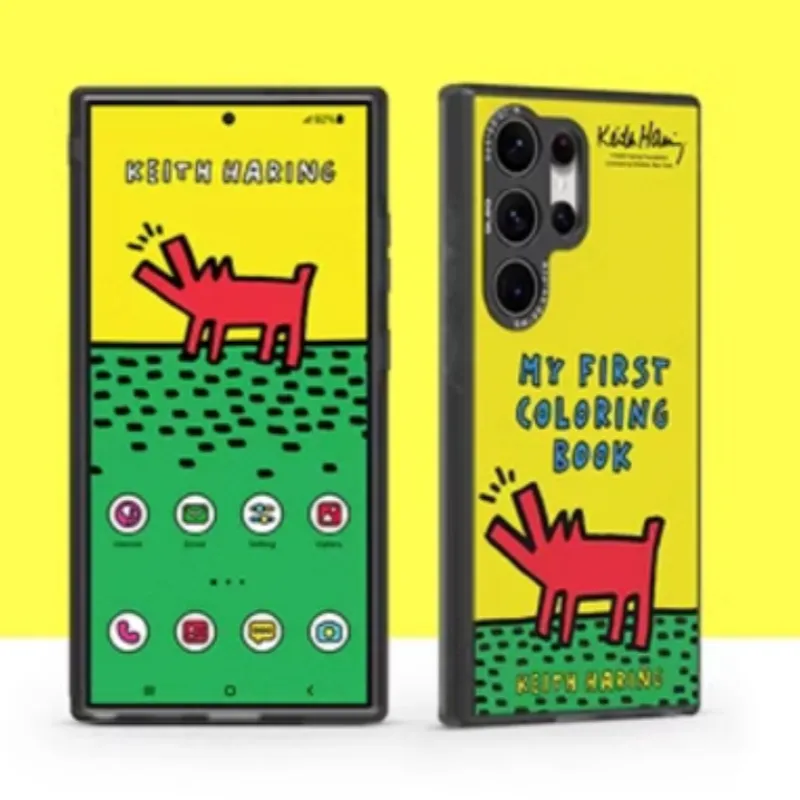 SAMSUNG Silicone Material Keith Haring Dog Theme Phone Cases Compatible With Galaxy S24+/S24 Ultra Cartoon-2