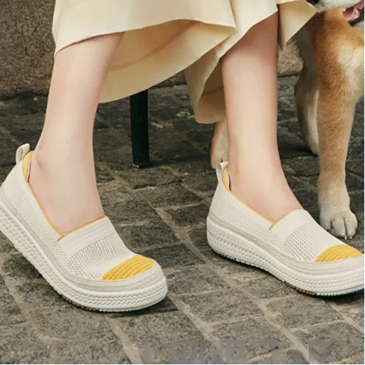 PANSY Panxi Japan Women's Slip on Espadrilles Flyknit Breathable Comfortable Color Block Women's-1