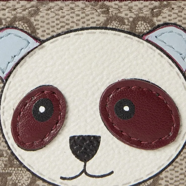 GUCCI Coated Fabric Card Holder Women's Beige & Dark Brown-4