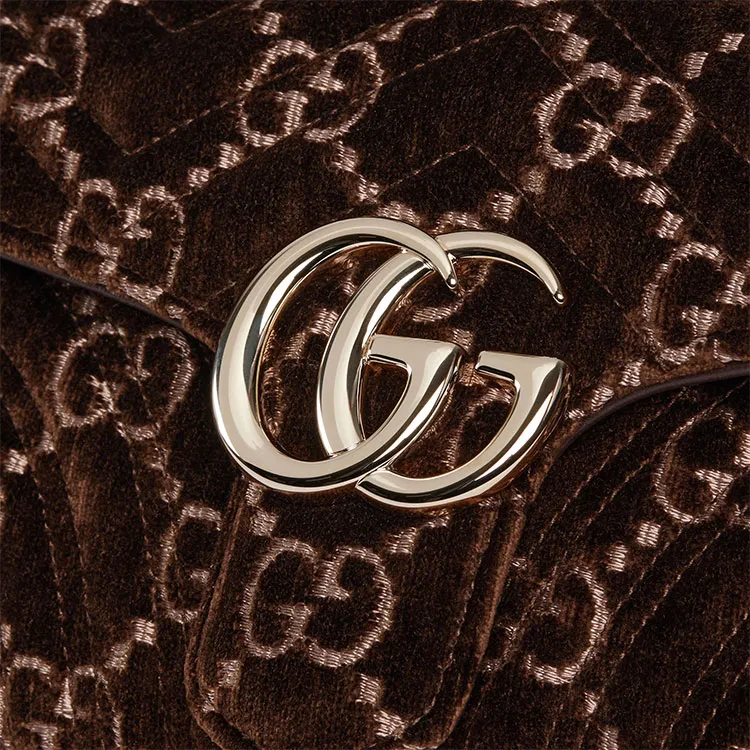GUCCI GG Marmont Velvet Crossbody Bag Shoulder Bag Small Size Women's Brown-6