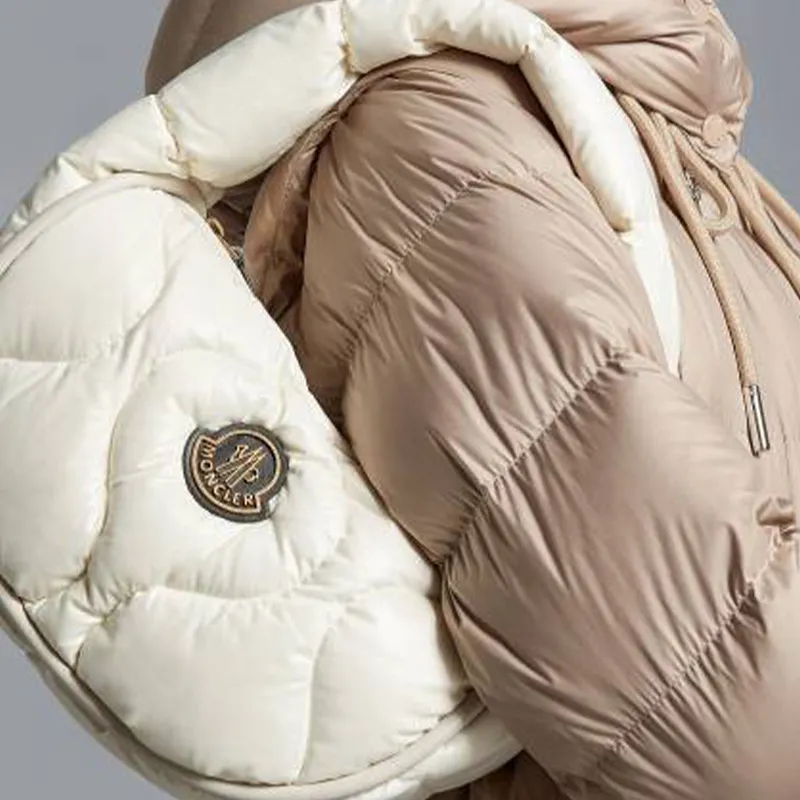 Moncler Fabric Crescent Bag, One Shoulder Handbag Women's White-5