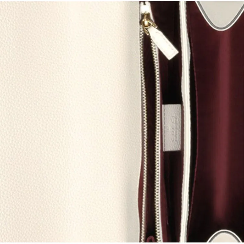 GUCCI Zumi Grained Leather Shoulder Bag Crossbody Bag Small Size Women's White-5