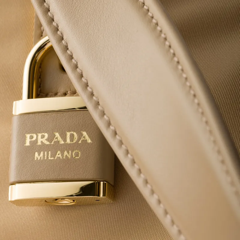 PRADA Recycled Nylon Handbag, Shoulder Bag Tubas Women's Camel Brown-5