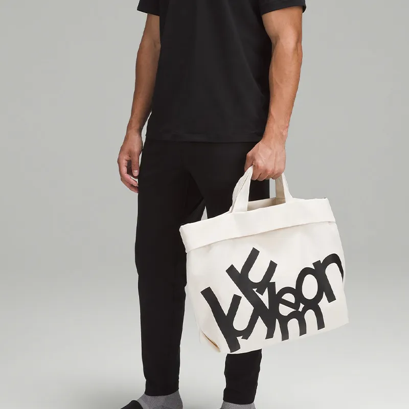 Lululemon Canvas Bag, One Shoulder Handbag Unisex White-2