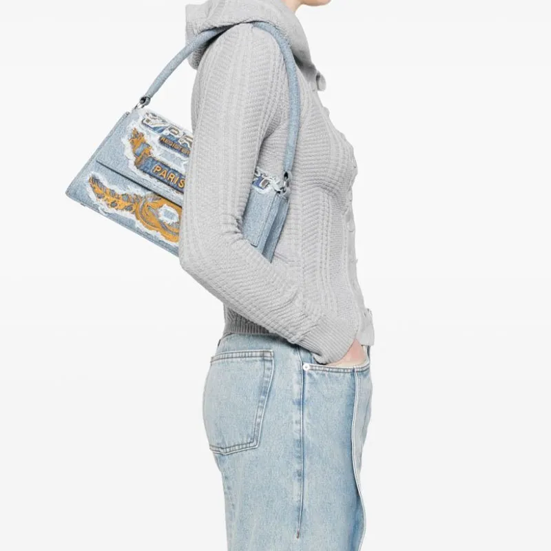 YProject Cotton Shoulder Bag Handbag Shoulder Bag Women's Light Blue-5