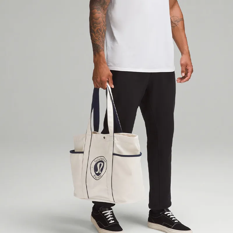 Lululemon Canvas Bag, One Shoulder Handbag Unisex White-3