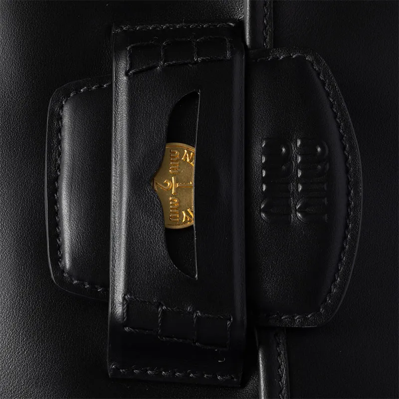 MIU MIU Penny Calfskin Crossbody Bag Shoulder Bag Women's Black-4