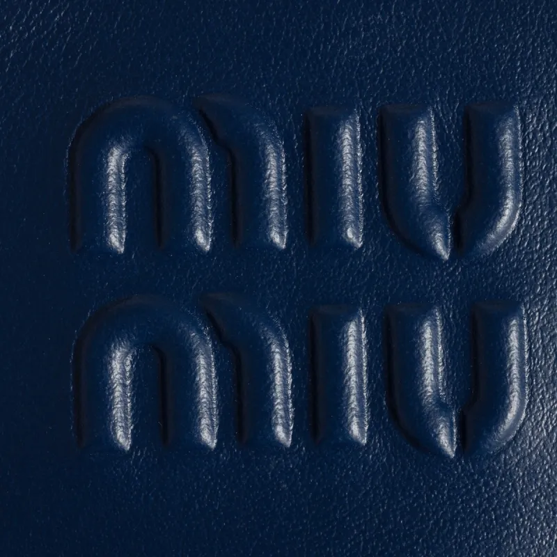 MIU MIU Beau Calfskin Shoulder Bag, Crossbody Bag, Handbag Women's Blue & White-4