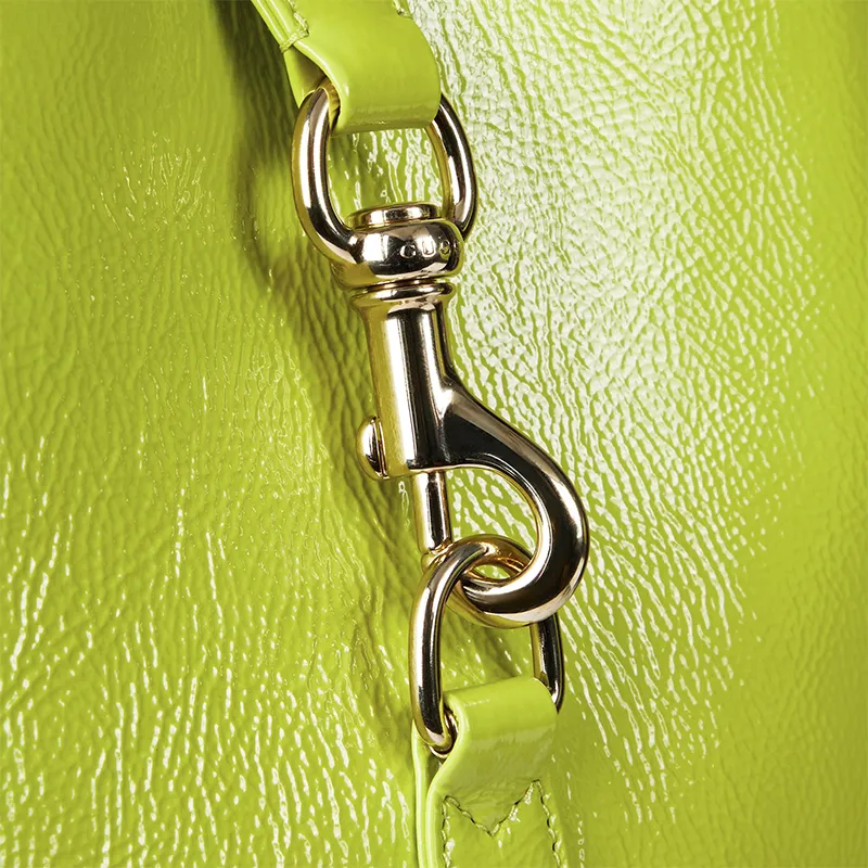 GUCCI Jackie 1961 Patent Leather Handbag, Shoulder Bag Trumpets Women's Bright Green-7