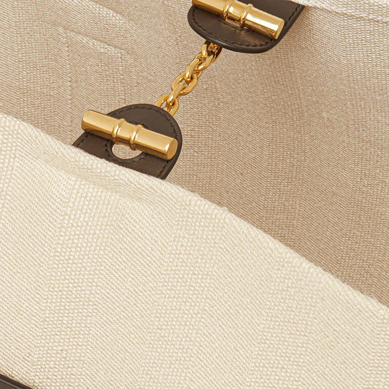 Loro Piana Ghiera Mulberry Silk Tote Bag Shopping Bag Handbag Large Size Women's Cream Amber-6