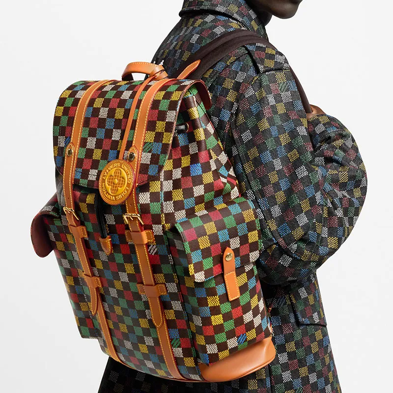LOUIS VUITTON CHRISTOPHER Coated Canvas Backpack Medium Size Unisex Multicolor-5