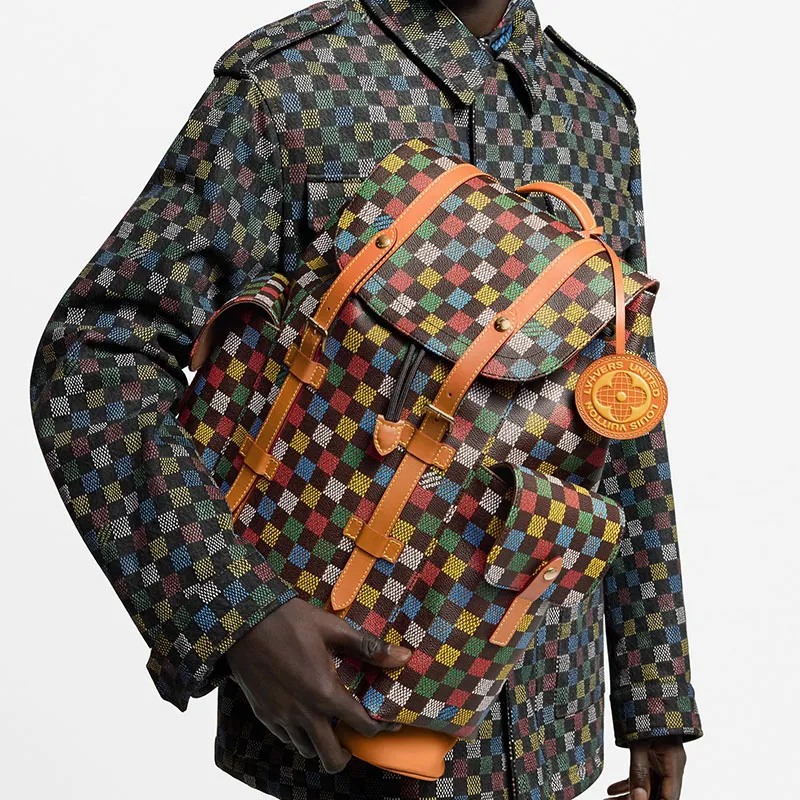 LOUIS VUITTON CHRISTOPHER Coated Canvas Backpack Medium Size Unisex Multicolor-6