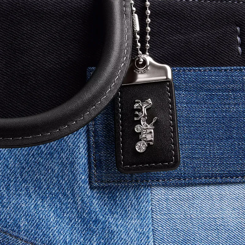 COACH Rogue Denim Shoulder Bag, Crossbody Bag, Handbag Large Size Women's Blue & Black-6