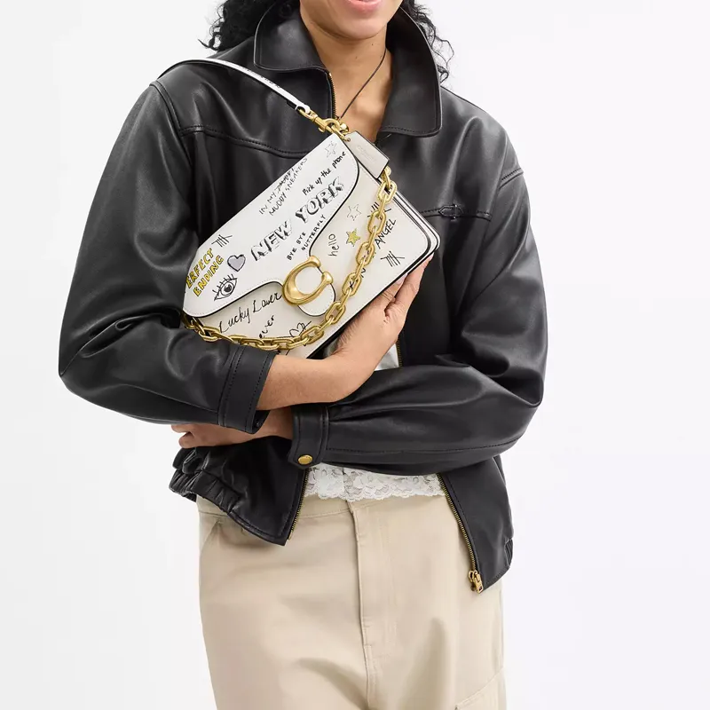 COACH Grained Leather Shoulder Bag Crossbody Bag Handbag Medium Size Women's White-7